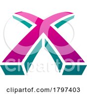 Poster, Art Print Of Magenta And Green 3d Shaped Letter X Icon