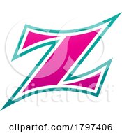 Poster, Art Print Of Magenta And Green Arc Shaped Letter Z Icon