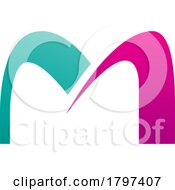 Poster, Art Print Of Magenta And Green Arch Shaped Letter M Icon