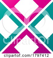 Magenta And Green Arrow Square Shaped Letter X Icon