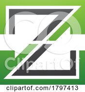 Poster, Art Print Of Green And Black Striped Shaped Letter Z Icon