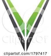 Green And Black Striped Shaped Letter V Icon