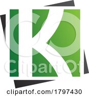 Poster, Art Print Of Green And Black Square Letter K Icon