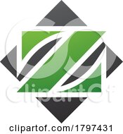 Green And Black Square Diamond Shaped Letter Z Icon