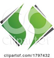 Green And Black Square Diamond Shaped Letter S Icon