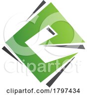 Poster, Art Print Of Green And Black Square Diamond Letter E Icon