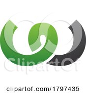 Poster, Art Print Of Green And Black Spring Shaped Letter W Icon