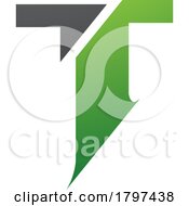 Green And Black Split Shaped Letter T Icon