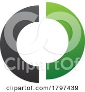 Green And Black Split Shaped Letter O Icon