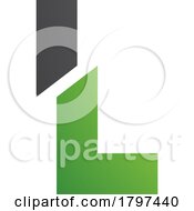 Poster, Art Print Of Green And Black Split Shaped Letter L Icon