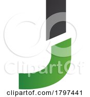 Poster, Art Print Of Green And Black Split Shaped Letter J Icon