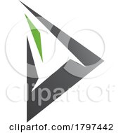 Green And Black Spiky Triangular Letter D Icon
