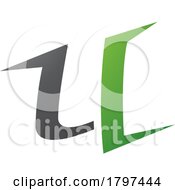 Poster, Art Print Of Green And Black Spiky Shaped Letter U Icon