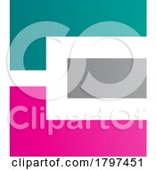 Poster, Art Print Of Green Magenta And Grey Rectangular Letter E Icon