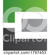 Green Black And Grey Rectangular Letter E Icon