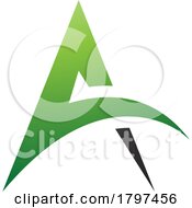 Green And Black Spiky Arch Shaped Letter A Icon