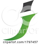Poster, Art Print Of Green And Black Spiky Italic Letter J Icon