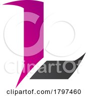 Poster, Art Print Of Magenta And Black Letter L Icon With Sharp Spikes