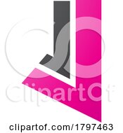 Poster, Art Print Of Magenta And Black Letter J Icon With Straight Lines
