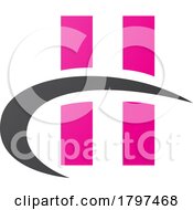 Poster, Art Print Of Magenta And Black Letter H Icon With Vertical Rectangles And A Swoosh