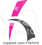 Poster, Art Print Of Magenta And Black Letter H Icon With Spiky Lines