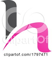 Poster, Art Print Of Magenta And Black Letter H Icon With Round Spiky Lines