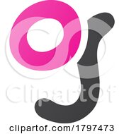 Poster, Art Print Of Magenta And Black Letter G Icon With Soft Round Lines