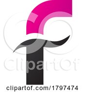 Poster, Art Print Of Magenta And Black Letter F Icon With Spiky Waves
