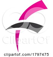 Poster, Art Print Of Magenta And Black Letter F Icon With Round Spiky Lines