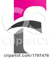 Poster, Art Print Of Magenta And Black Letter F Icon With Pointy Tips