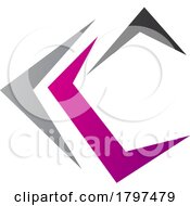 Poster, Art Print Of Magenta And Black Letter C Icon With Pointy Tips