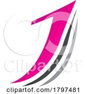 Poster, Art Print Of Magenta And Black Layered Letter J Icon