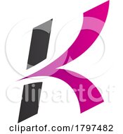 Magenta And Black Italic Arrow Shaped Letter K Icon
