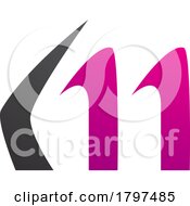 Poster, Art Print Of Magenta And Black Horn Shaped Letter M Icon