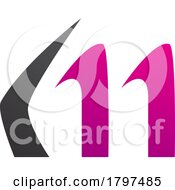 Magenta And Black Horn Shaped Letter M Icon