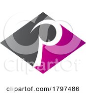 Poster, Art Print Of Magenta And Black Horizontal Diamond Letter P Icon