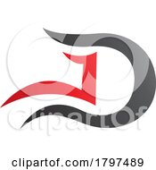 Poster, Art Print Of Grey And Red Letter D Icon With Wavy Curves