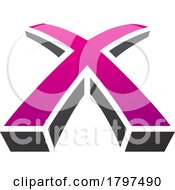 Poster, Art Print Of Magenta And Black 3d Shaped Letter X Icon
