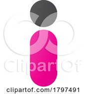 Poster, Art Print Of Magenta And Black Abstract Round Person Shaped Letter I Icon