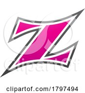 Poster, Art Print Of Magenta And Black Arc Shaped Letter Z Icon