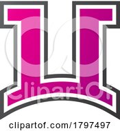 Magenta And Black Arch Shaped Letter U Icon