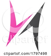 Poster, Art Print Of Magenta And Black Arrow Shaped Letter H Icon