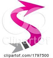 Poster, Art Print Of Magenta And Black Arrow Shaped Letter S Icon