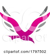 Poster, Art Print Of Magenta And Black Bird Shaped Letter V Icon
