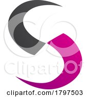 Magenta And Black Blade Shaped Letter S Icon