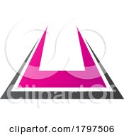 Magenta And Black Bold Spiky Shaped Letter U Icon