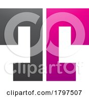 Poster, Art Print Of Magenta And Black Bold Split Shaped Letter T Icon