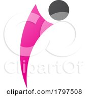 Poster, Art Print Of Magenta And Black Bowing Person Shaped Letter I Icon