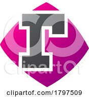 Poster, Art Print Of Magenta And Black Bulged Square Shaped Letter R Icon