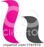 Poster, Art Print Of Magenta And Black Calligraphic Letter H Icon